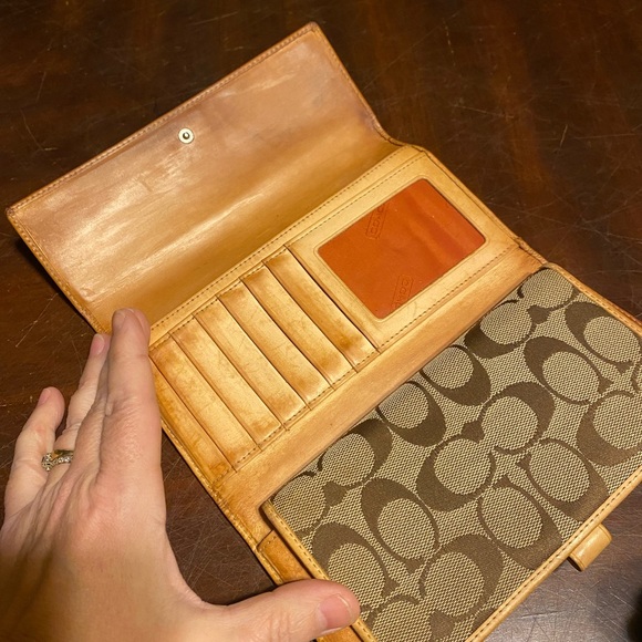Coach Signature Tan and Brown Wallet - Picture 7 of 10